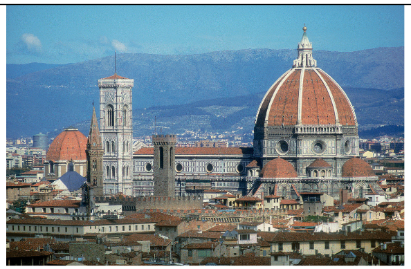 <p>Filippo Brunelleschi,1417-1436.</p><p>-if pegans can do it, so can you  </p><p>-traditional methods could not build a dome that large so Brunelleschi, used a A double-shell dome</p>