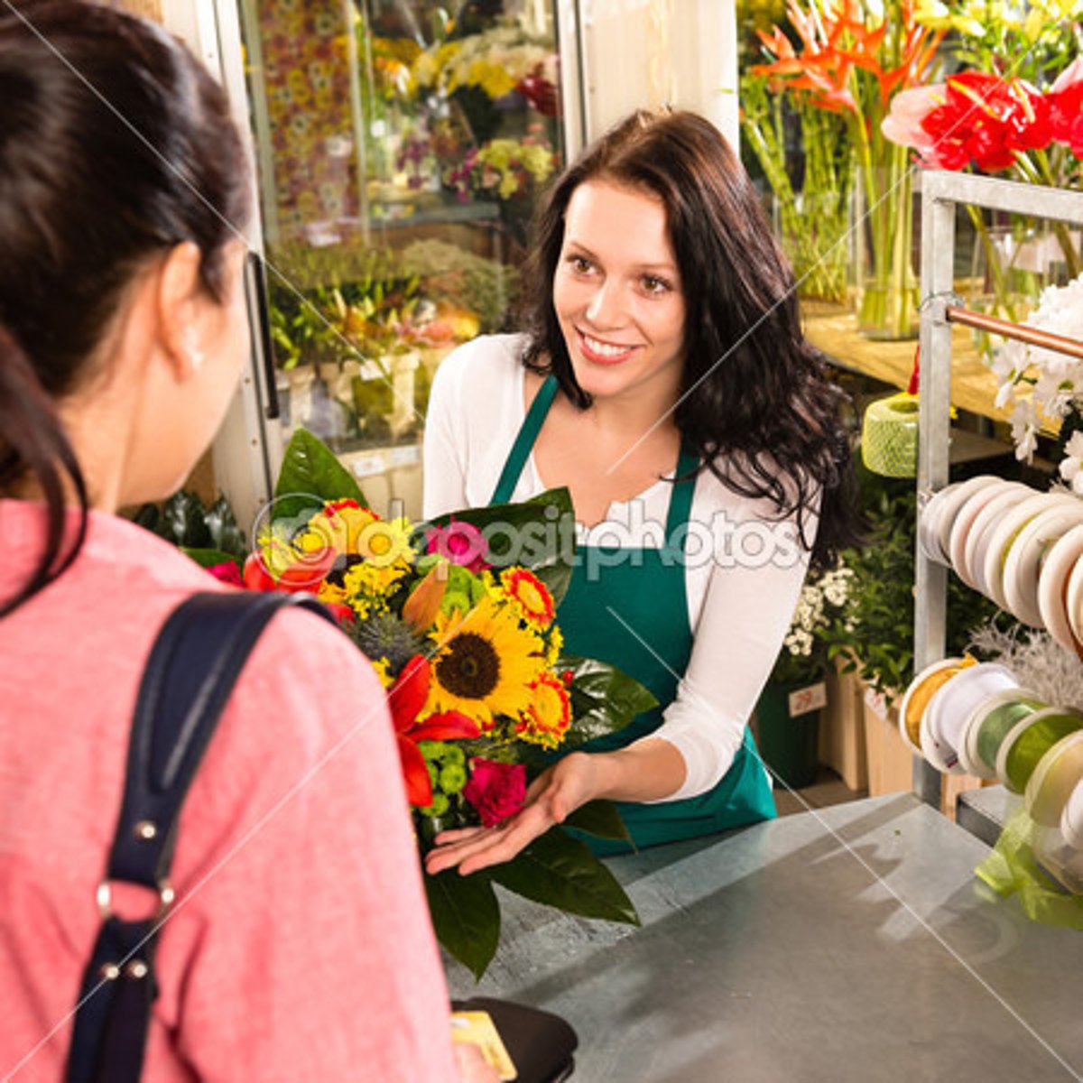 <p>Brings supplies, sells/spreads something</p>