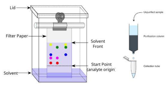 <p>a way of separating out or isolating proteins or protein complexes based on size/charge using a filtering column. <strong>Large volumes</strong>.</p>