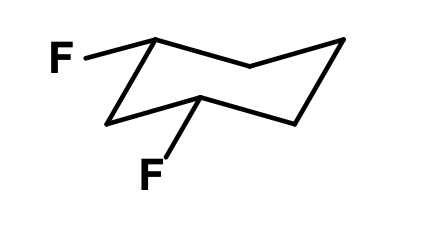 <p>Identify the whether the two fluorine atoms are cis or trans to each other: </p>