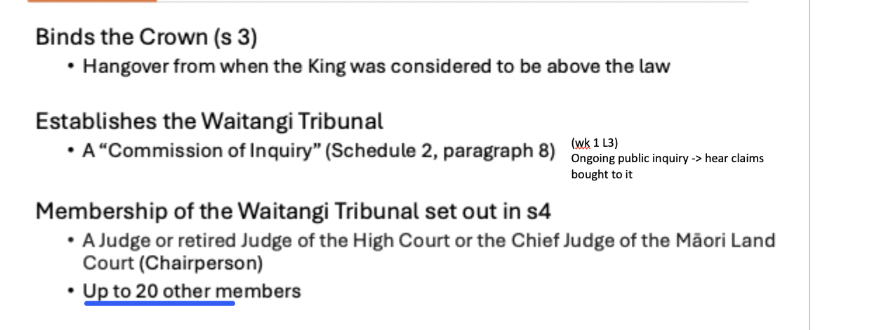 <p>Establish the Waitangi tribunal</p>