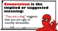 <p>an idea or feeling that a word invokes in addition to its literal or primary meaning.</p>