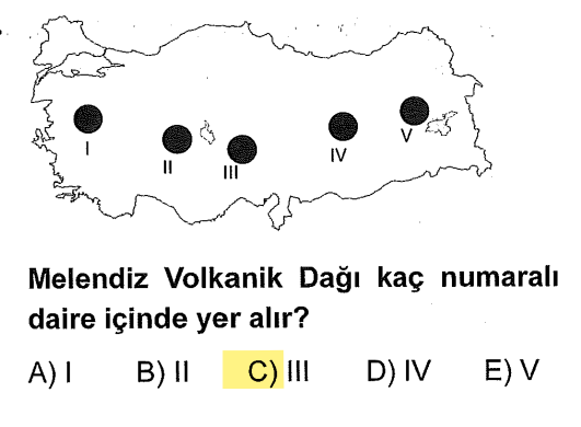 <p>Melendiz Dağı, Aksaray-Niğde çevresinde (İç Anadolu'nun güneyi) yer alır. Haritada <strong>III</strong> numaralı alan bu bölgeye denk gelmektedir.</p>
