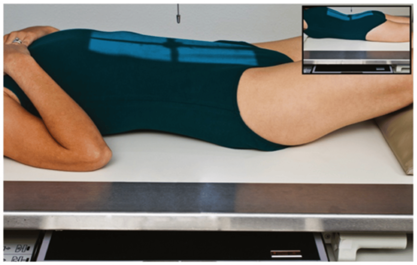 <p>S - none</p><p>T - 30 mAs @ 75 kVp</p><p>A - none</p><p>M - marker on cassette</p><p>P - PT supine w/ knees bent, CR @ crest & midline</p><p>S - 40"</p><p>B - expiration</p><p>C - 10 by 17, L</p>