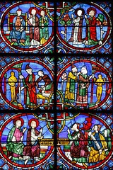 <p>A teacher discussing Gothic cathedrals would MOST likely emphasize that stained glass windows functioned to:</p>
