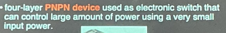 <p>Acts as a bistable switch, takes high voltages</p>