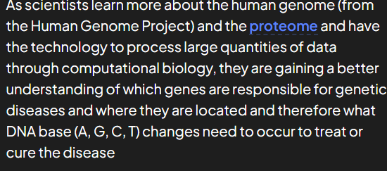 <p>gene therapies e.g. cystic fibrosis, sicke cell anemia, treats people by altering genotype.</p>