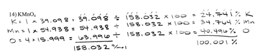 <ol><li><p>Find Molar Mass of each and find the Total</p></li><li><p>Divide each molar mass by total</p></li><li><p>Multiply by 100</p></li><li><p>You get % of Each</p></li></ol><p></p>