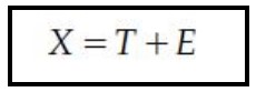 <p>If we use X to represent an ________, T to represent a ________, and E to represent ________, then the fact that an observed score equals the true score plus error may be expressed as follows:</p>