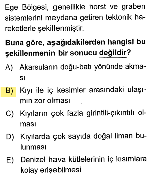 <p>Dağlar dik uzandığı için aradaki boşluklar (grabenler) doğal yollardır; ulaşım zordur değil, <strong>kolaydır</strong>.</p>