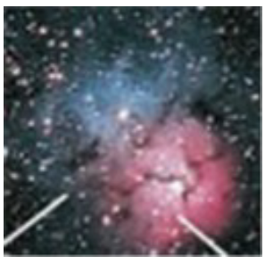 <p>In the associated picture, the blue color is from a/an _____ nebula whereas the pink color is from a/an _____ nebula.</p><p>a. dark, reflection</p><p>b. reflection, emission</p><p>c. emission, dark</p><p>d. emission, reflection</p>