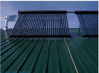 <p>A passive source of solar installed on rooftops, where sunrays are used to heat water</p>