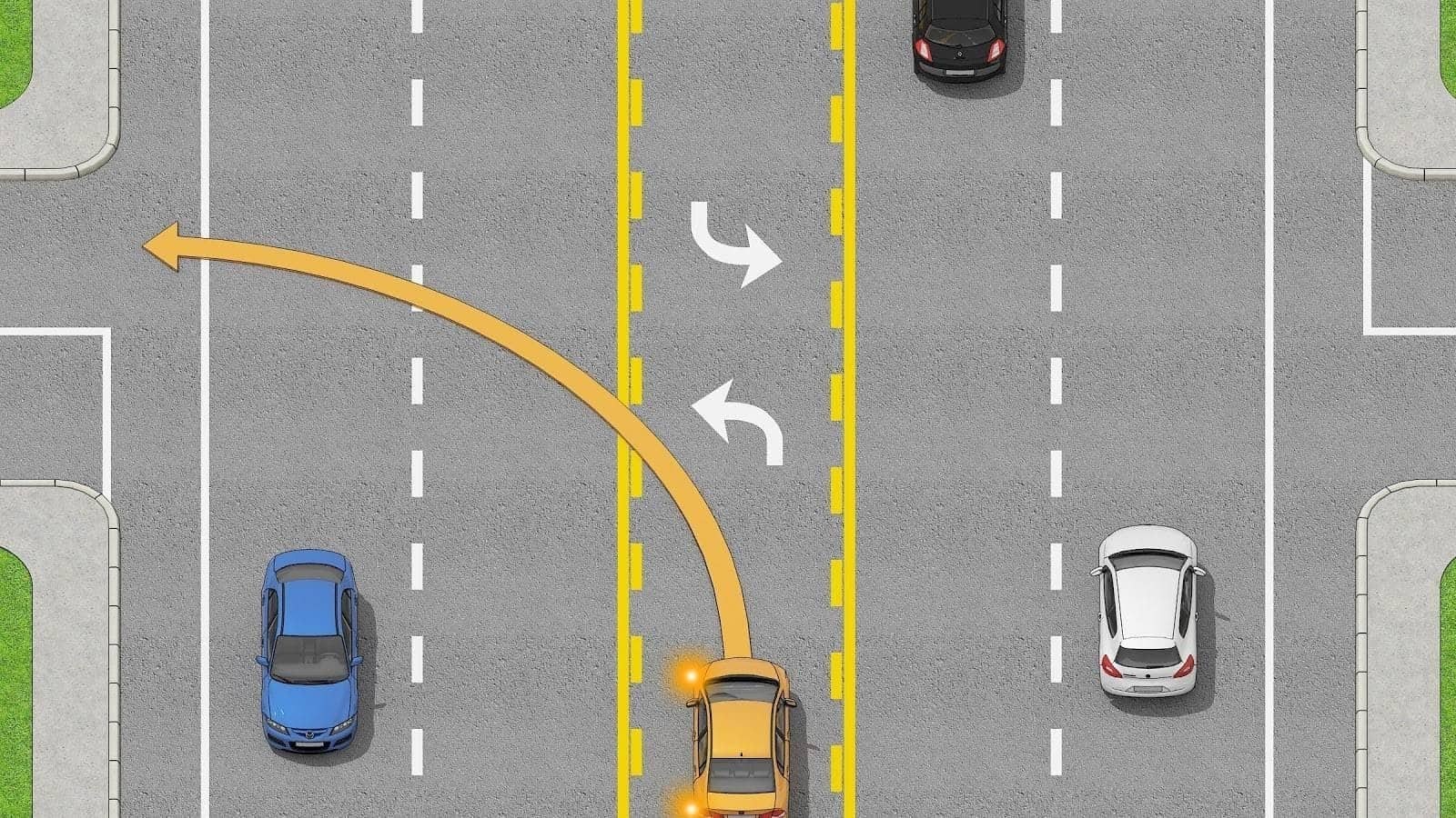<p>How many feet can you drive in the center left turn lane?</p>