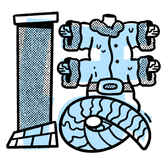 <p>“Ho” (like in “hoe” or “ho-ho-ho”) → think of chimney on the left and a mutated santa with a snail tail on the right</p>