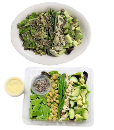 <p>We're bringing you our favorite color in salad form! Little gem lettuce, cucumbers, avocado,</p><p>green beans, grilled artichoke salad, snow peas, and pesto marinated chickpeas served with a</p><p>side of superseed crunchies (sesame seeds, poppy seeds, almond flour, everything seasoning),</p><p>and lemon vinaigrette</p><p>Dressing options: Lemon Vinaigrette (Rec), Dijon Mustard Vinaigrette, Non-Dairy Ranch Dressing, Apple Cider Vinaigrette, Lemon Pesto Vinaigrette.</p><p>Extra dressing $1.95</p><p>Modification options: ● No Pesto Marinated Chickpeas ● No Grilled Artichoke Salad ● No Superseed Crunchies</p><p>Allergens: Tree nuts (almond), Seeds (flax, pumpkin), Soy, Sesame</p>
