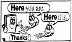 <p>here is/are</p>