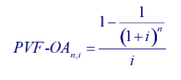 <p>R= periodic rent</p><p>PVF-OAni = present value of an ordinary annuity of 1 for n periods at i interest</p><p></p>