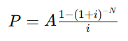 <p>equal quarterly payments compounded quarterly : C=1</p><p>quarterly: N=10×4=40 quarters</p><p>i=.09/4 = .0225</p><p>solve for P</p>
