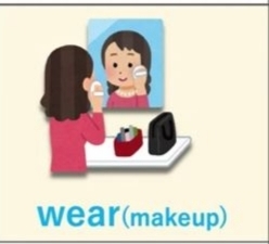 <p>Wear(makeup)</p>