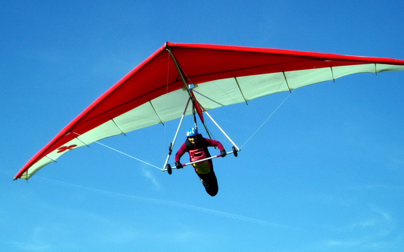 <p>Flying using a hang glider. (дельтапланеризм)</p>
