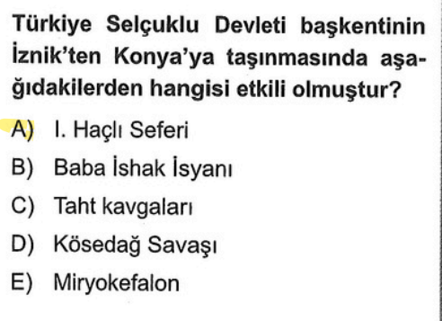 <p>Selçukluların ilk merkezi İznik'ti. Ancak 1096'da başlayan I. Haçlı Seferi sırasında kalabalık Haçlı ordularına karşı İznik savunulamayacağı için Sultan I. Kılıç Arslan merkezi daha güvenli olan Anadolu’nun iç kesimlerine, yani Konya’ya taşımıştır.</p><p>Haçlılar gelince "İz"imizi kaybettirmek için "Kon"ya'ya konduk.</p>