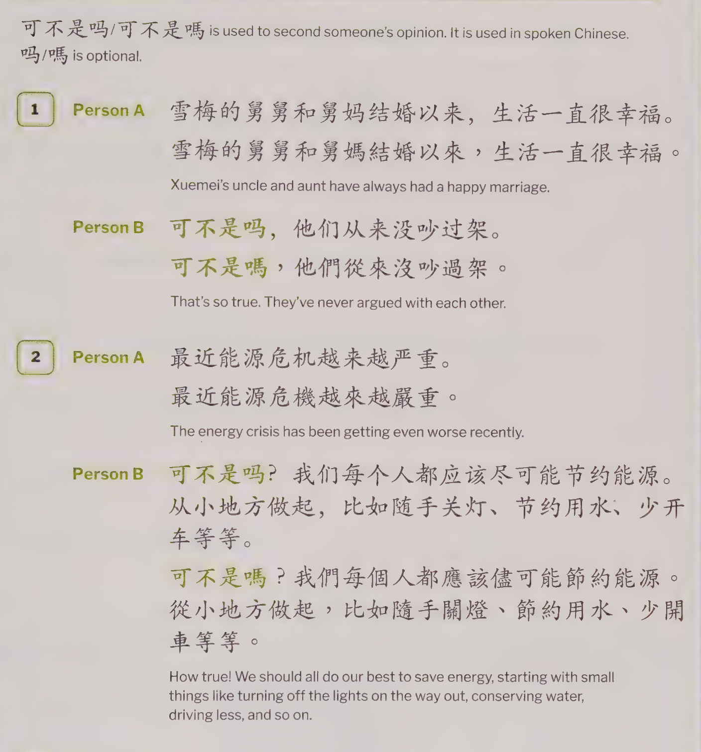 可不是吗: used to confirm someone’s opinion.