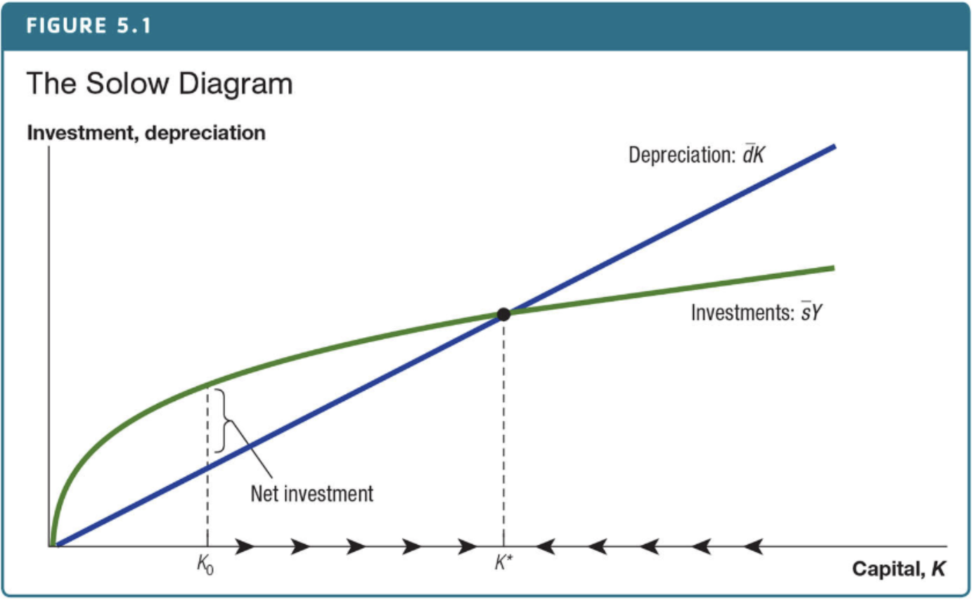 <p>The difference between the investment curve and the depreciation curve</p>