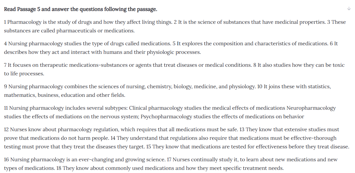 <p>What information follows sentence 10 about the sciences and fields in nursing Pharmacology?</p><ol><li><p>Subtypes of nursing pharmacology </p></li><li><p>Regulation of pharmacology </p></li><li><p>Areas of study within nursing pharmacology </p></li><li><p>Changing nature of nursing pharmacology</p></li></ol><p></p>