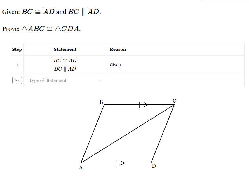 <p>Fill out the rest of the statement/reason table to prove the triangles are similar</p>