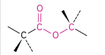 <p>A compound formed from the reaction of an alcohol and a carboxylic acid, characterized by the -COO- group.(Endung:-oate)</p>