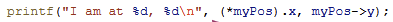 <p>A shortcut in C that is equivalent to dereferencing a pointer and accessing a member variable of a struct at the same time.</p>
