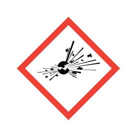 <p>What hazard is shown here? (exploding bomb icon)</p>