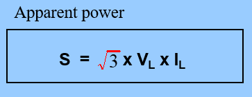 <p>Due to being total power equation, -/3 x line values are used. Same with reactive, with Sin / power factor on the end.</p>
