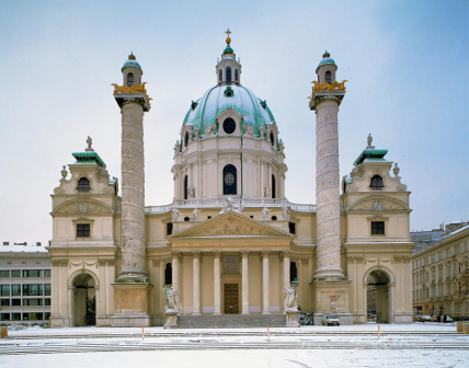 <p><span>Karlskirche</span><br><span>Johann Bernard Fischer von Erlach</span><br><span>Vienna</span><br><span>1716-1725</span><br><span>Baroque</span></p>