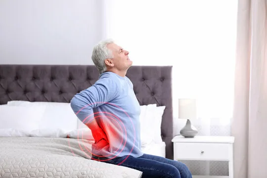 <p>suffer \\ <span>Suffer from pain \\\\\ </span>He suffered a lot after the accident.</p>