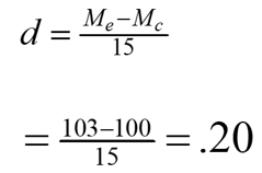 <p><strong>______________ - </strong><span style="font-family: Aptos, sans-serif; line-height: 115%;"><strong>a popular measure of effect size</strong> </span><span style="font-family: "Times New Roman"; line-height: normal; font-size: 7pt;"> </span></p><ul><li><p>D of .2 is “small,” .5 is “medium” and .8 is “large” effect size</p></li><li><p class="MsoListParagraphCxSpLast">Each study outcome is converted to an effect size</p></li><li><p><span style="font-family: Aptos, sans-serif; line-height: 115%;">These effect sizes themselves are summed and averaged.</span></p></li></ul><p></p>