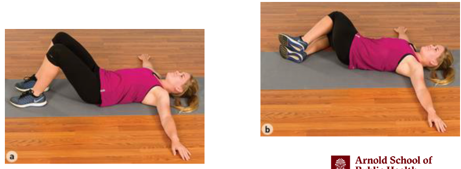 <p>supine rotational stretch</p>