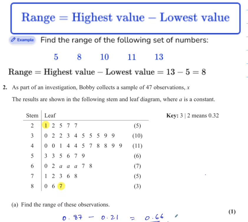 <p><span>in statistics →range is the difference between max and min</span></p>