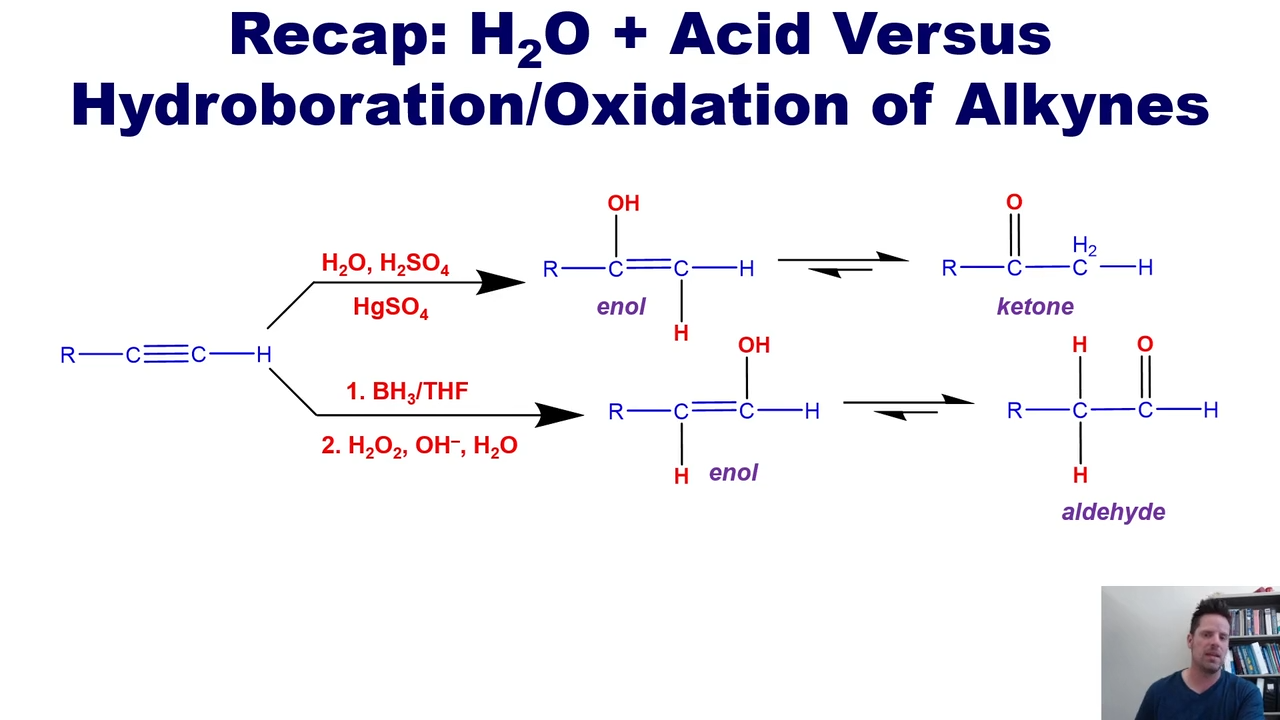 <p>BH3/THF, </p><p>H2O2, OH, H2O </p><p></p><p>Turns into aldehyde </p>