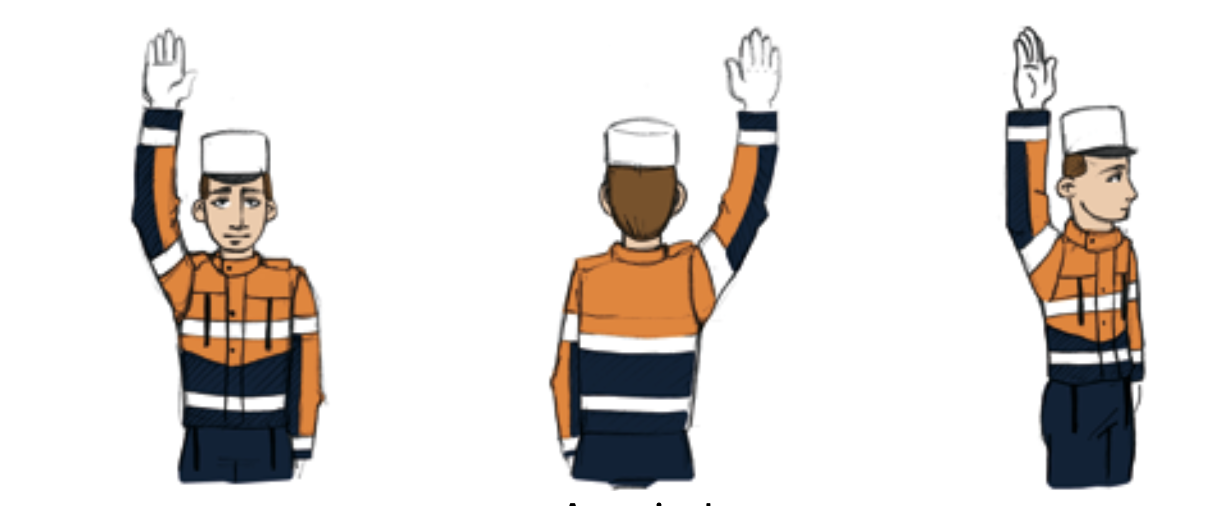 <p>Arm raised</p>