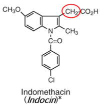 <p>What group on R1 is characteristic of acetic NSAIDs e.g. indomethacin?</p>