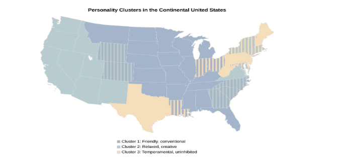 <p>are there regional differences in personality?</p>