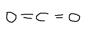 <p>O = C = O</p>