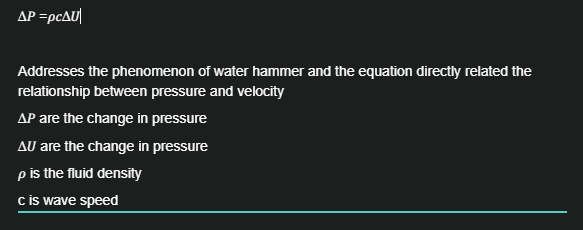 <p>∆𝑃 =𝜌𝑐∆𝑈</p>