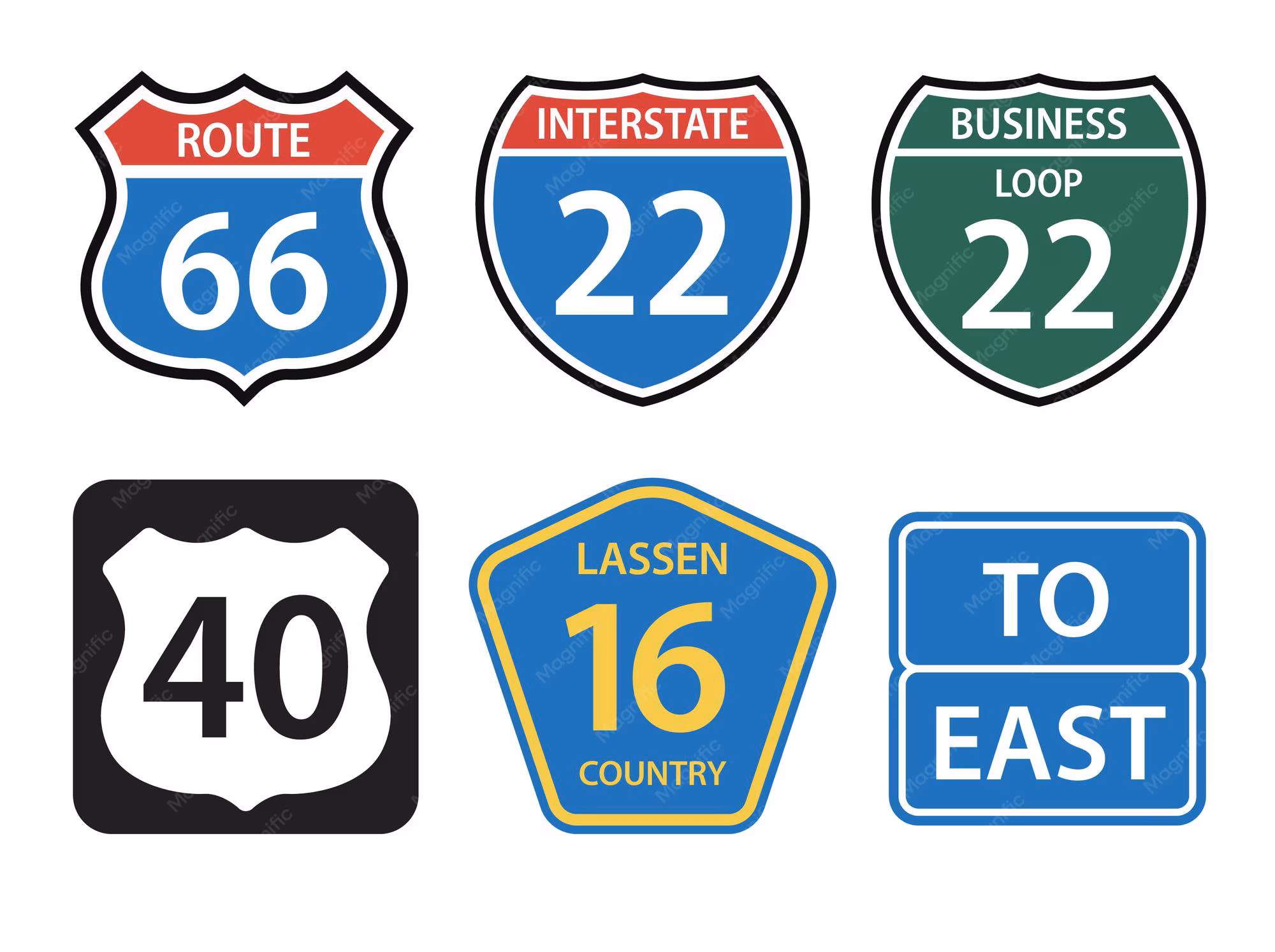 <p>route signs</p>