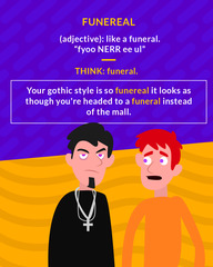 <p>sad; solemn; suitable for a funeral</p>