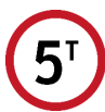<p>No Entry: Gross Vehicle Mass over 5 Tons</p>