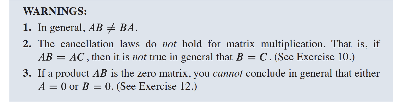 <p>note: 2 is true if A is invertible</p>