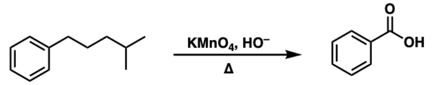 <p>benzoic acid with the side chain NO MATTER what the side chain is (it gets cleaved down to benzoic acid)</p>