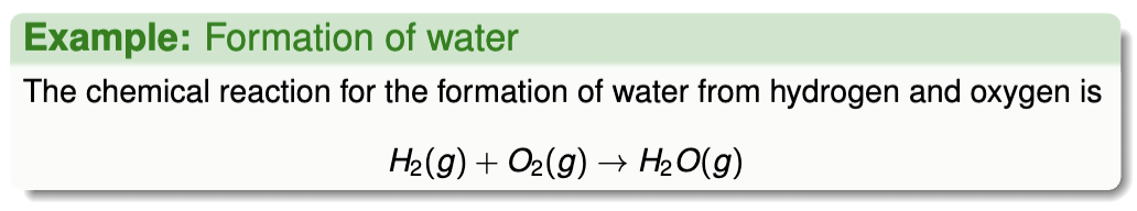 <p>Chemical reaction equations</p>